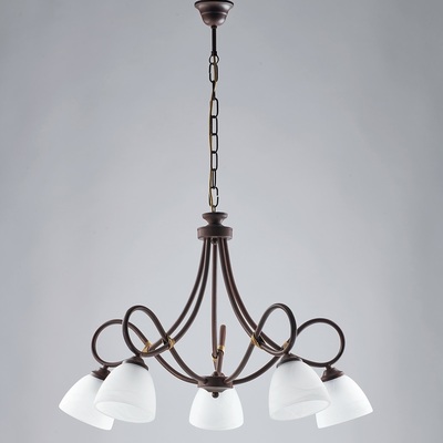 Lampadario classico 5 luci testa di moro vetro bianco 69cm  41480