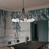 Lampadario 8 luci classico testa di moro vetro bianco ampio 81cm  41481