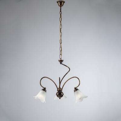 Lampadario ricciolo semplice bronzato 5 petali 3 luci classico marrone ALICE LUCI CLASSICHE