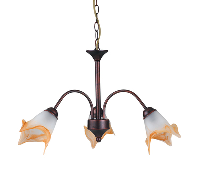 Lampadari classico economico a catena con 3 luci vetro sfumato ambra scuro 39686 LUCI ECONOMICHE