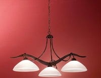 Lampadario 3 luci E27 grande vetro bianco montatura brunita 02712/S3/TM LAM 4280 DUE P