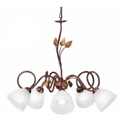Lampadario classico 5 luci brunito vetro alabastro 32838 LUCI MODERNE