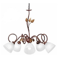 Lampadario classico 5 luci brunito vetro alabastro 32838 LUCI MODERNE