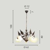 Ulteriore dettaglio di Lampadario 5 luci decoro foglie tralci avvolti soggiorni cucine camere da let