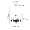 Immagine aggiuntiva di Lampadario vetro soffiato nero 6 luci chandelier  41960
