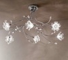 Lampadario soffitto bouquet cromo 50cm 6 luci e fiori sbocciati in cristallo DAFNE/S6-CROMO DUE P