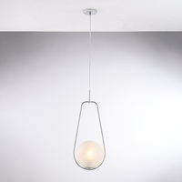 Lampadario illuminazione elegante per spazi moderni sospensione cromata con sfera alabastro goccia A