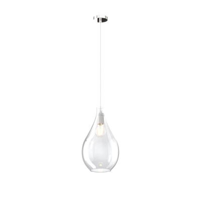 Lampada a sospensione in vetro trasparente 21 cm rosone cromato  41672
