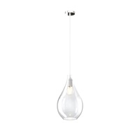 Lampada a sospensione in vetro trasparente 21 cm rosone cromato  41672