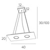 Misure Lampadario a sospensione piatto moderno 2 luci rettangolare vetro bianco  440