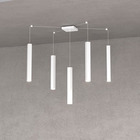Lampadario design 5 luci regolabili in altezza e larghezza lingotto quadro bianco  42121