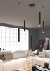 Particolare di Lampadario design 5 luci regolabili in altezza e larghezza lingotto quadro nero  4212