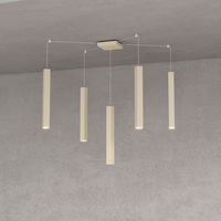 Lampadario design 5 luci regolabili in altezza e larghezza lingotto quadro tortora  42126
