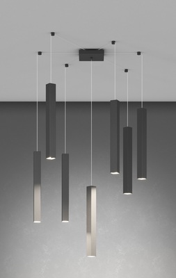Lampadario sospensione grigio scuro antracite design lingotto quadro fili regolabili  42134