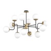 Altra foto Lampadario ampio moderno design curva 90 a 12 luci sfere bianche 3 altezze