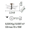 Immagine aggiuntiva di Lampadario a soffitto ampio e scenografico alto 53,5cm 10 sfere COSMOPOLITAN 