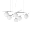 Lampadario bianco 6 luci con sfere opaline e design arioso a bacchette ATLAS SP6 BIANCO IDEAL LUX