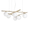 Lampadario oro 6 luci ampio sfere opaline e bracci posizionabile ATLAS SP6 ORO IDEAL LUX