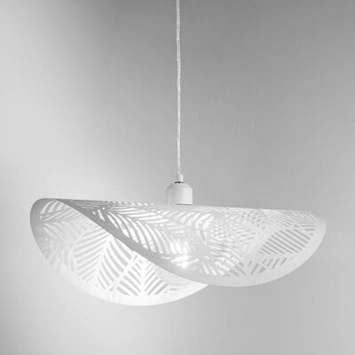 Lampadario bianco velina metallo moderno diffusore traforato 50cm  42849