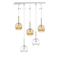 Lampadario alternanza di bolle ambra e trasparenti sfalsate  45444