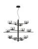 Particolare di Lampadario nero 12 luci bracci a quote diverse architettura aerea  44836