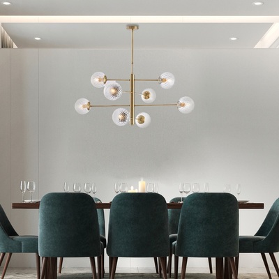 Lampadario moderno grande 8 luci palline trasparenti bronzato 43655 DEMETRA LUCI E COLORI