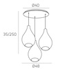 Immagine aggiuntiva di Lampadario 3 vetri trasparenti moderno a cascata regolabili vetri trasparenti