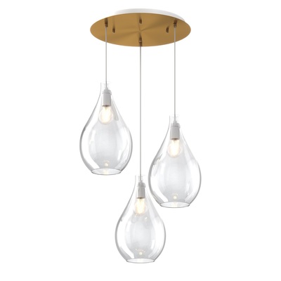 Lampadario 3 vetri trasparenti moderno a cascata regolabili vetri trasparenti  41662