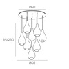 Immagine aggiuntiva di Lampadario moderno a cascata con fili 8 luci multicolore vetri goccia  41659