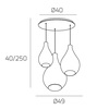 Immagine aggiuntiva di Lampadario moderno a sospensione 3 vetri colorati fili altezze sfalsate  4165