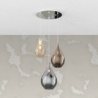 Lampadario moderno a sospensione 3 vetri colorati fili altezze sfalsate  41656