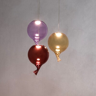Lampadario 3 luci G9 con palloncini in vetro colorato - sospensione moderna componibile  45329