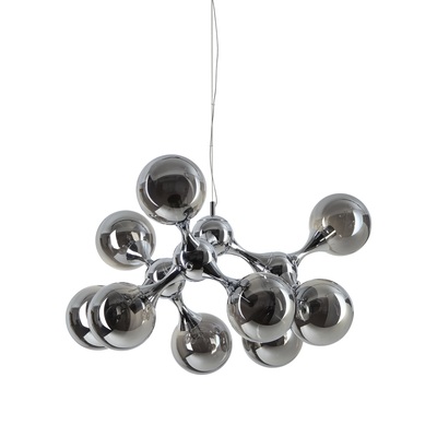 Lampadario cromato iconico con 9 bolle in vetro riflesso specchio NODI SP09 CROMO IDEAL LUX