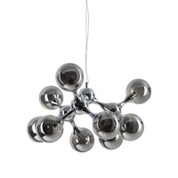 Lampadario cromato iconico con 9 bolle in vetro riflesso specchio NODI SP09 CROMO IDEAL LUX
