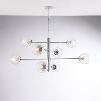 Elegante lampadario moderno grande cromato 8 sfere trasparenti 43656 DEMETRA LUCI MODERNE