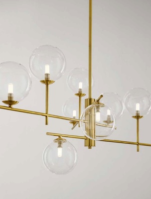 Lampadario grande 120cm bolle di luce 9 sfere trasparenti 8516-OB PERENZ