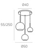Misure Lampadario design cromo sfere slanciate 3 dimensioni