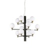 Lampadario struttura grafica moderno nero ottone 12 sfere bianche COPERNICO SP12 IDEAL LUX