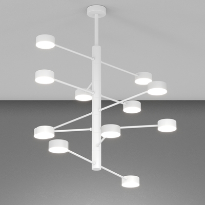 Lampadario bianco 80cm 12 luci design tecnico luci in orbita direzionali 1227/12-BI OCTOPUS TOP LIGH