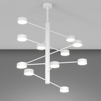 Lampadario bianco 80cm 12 luci design tecnico luci in orbita direzionali 1227/12-BI OCTOPUS TOP LIGH