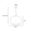 Immagine aggiuntiva di Lampadario a 3 luci in vetro bianco satinato design moderno 55 cm  43345