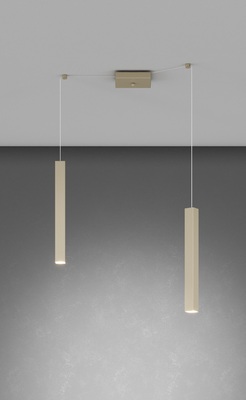 Lampadario 2 luci fili larghezza regolabile lingotto quadro tortora decentrabile  42108
