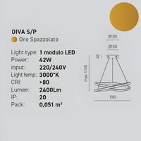 Oro satinato - Lampadario LED geometria ghirigoro sospensione 50cm piccola ingresso DIVA-S/P-O GEA L