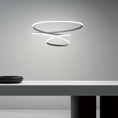 Lampadario design LED titanio a sospensione scultura luminosa moderna 65cm 3000K DIVA-S/G-T GEA LUCE