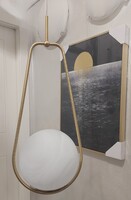 Lampadario goccia di luna in vetro sospensione moderna ottone satinato - Design elegante e armonico