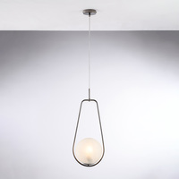 Lampada con sfera centrale bianca montatura nera goccia di luna AFRODITE LUCI E COLORI