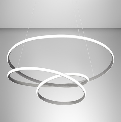 Lampadario LED titanio 85cm sospensione grande dimmerabile design contemporaneo per ambienti ampi  4