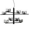 Particolare di Lampadario bracci incrocio diverse altezze design total black 8 luci  44838