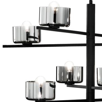 Lampadario bracci incrocio diverse altezze design total black 8 luci  44838