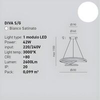 Bianco - Lampadario LED sospensione dimmerabile grande linee fluide camera da letto DIVA-S/G-B GEA L